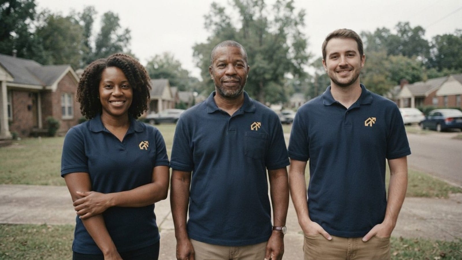 Sell My House Fast Birmingham team standing in front of a home in a Birmingham neighborhood